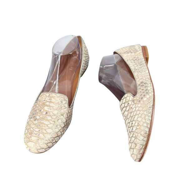 COACH Catrin Flats Size 9.5 B Snakeskin Embossed Texture Leather Metallic Loafer - Picture 3 of 10